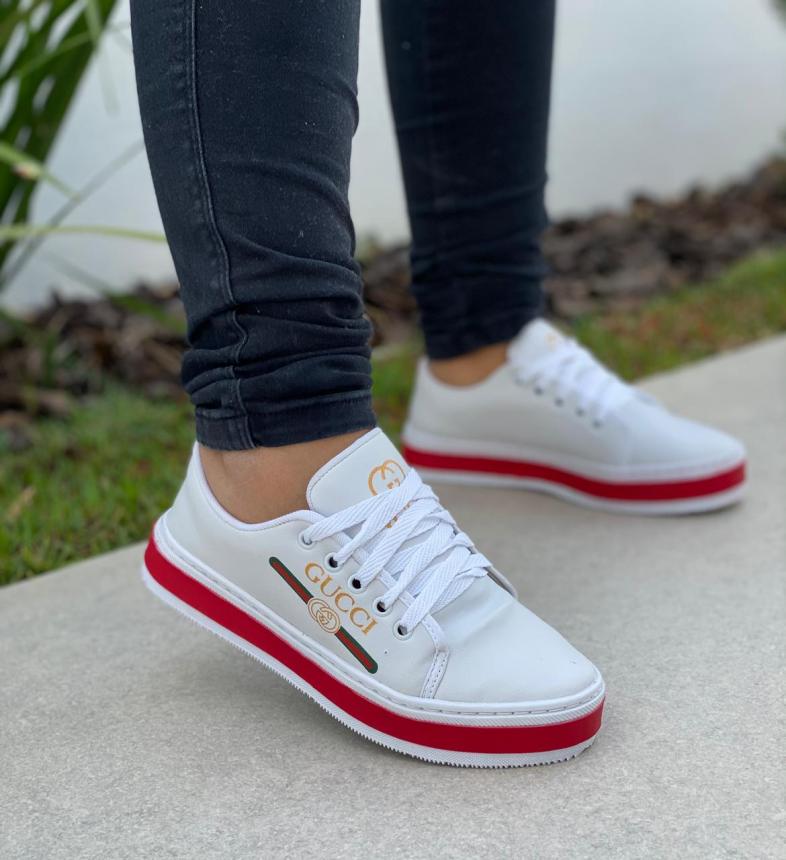 SAPATENIS ADULTO GUCCI BRANCO 1657-10-1 - MX Vendas Online