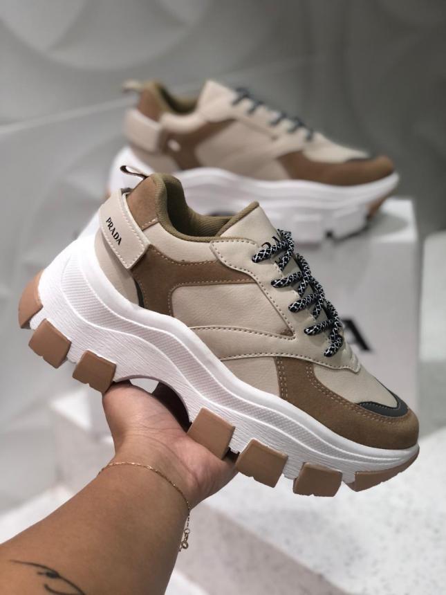 TENIS ADULTO PRADA BEGE 1749-11-1 - MX Vendas Online