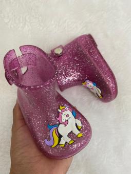 BOTINHA UNICORNIO BABY PINK GLITER UNICORNIO - Código 1030-1
