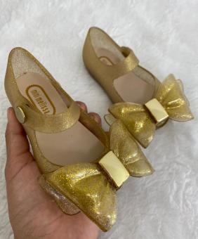 SAPATILHA BABY LAÇAO DOURADA - Código 1046-1