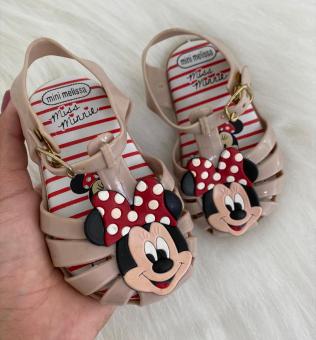 SANDALIA ARANHA REDONDA BABY  CARINHA MINIE BEGE - Código 1116-1