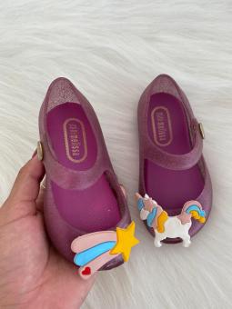 SAPATILHA BABY UNICORNIO ROXO GLITER - Código 1156-1