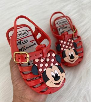 SANDALIA ARANHA QUADRADA BABY CARINHA MINIE VERMELHO - Código 1199-1