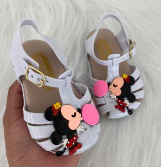 SANDALIA ARANHA REDONDA BABY BEIJO BALAO MINIE BRANCA - Código 1255-1
