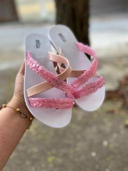 RASTEIRA ADULTO ESTRELA BRANCO/ROSA - Código 1290-1