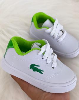 TENIS BABY LACOSTE BRANCO/VERDE - Código 1324-1