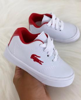 TENIS BABY LACOSTE BRANCO/VERMELHO - Código 1325-1