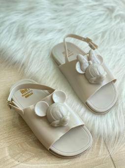 SANDALIA JUVENIL MAR SANDAL CABEÇAO MICKEY MINIE BEGE - Código 1536-1