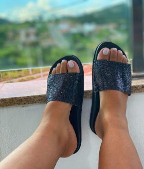 BEACH ADULTO GLITER PRETO - Código 1526-1