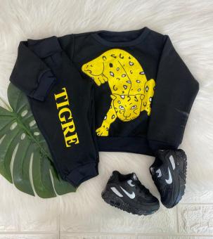 CONJUNTO MOLETOM TIGRE BABY PRETO - Código 1736-1