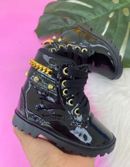 COTURNO BABY VERNIZ PRETO CORRENTE - Código 2105-1