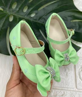 SAPATILHA BABY LACO BRILHO VERDE MENTA - Código 2261-1