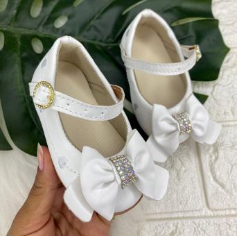 SAPATILHA BABY LACO BRILHO STRASS BRANCO - Código 2264-1