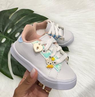 TENIS BABY PINGENTES BCO/HOLOGRAFICO URSO/CADEADO - Código 2398-1