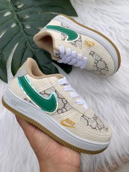 TENIS AIRFORCE JUVENIL BEGE/VERDE  PREMIUM - Código 2494-1