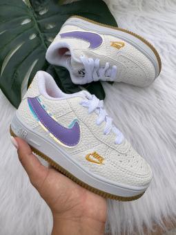 TENIS AIRFORCE JUVENIL BCO/LILAS HOLOGRAFICO PREMIUM - Código 2495-1