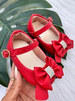 SAPATILHA BABY LACO BRILHO VERMELHO FOSCO - Código 2556-1