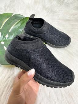 TENIS MEIA JUVENIL PRETO/PRETO - Código 2580-1