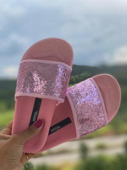 CHINELO JUVENIL ROSA GLITER - Código 548-1