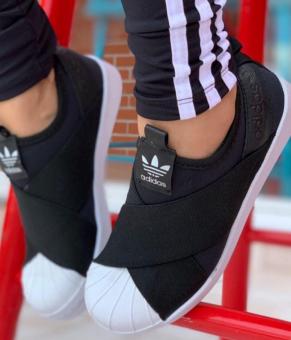 SLIP ON ADIDAS ADULTO PRETO/BRANCO - Código 65-1