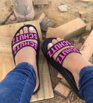 CHINELO 2 TIRAS SCHUTZ ADULTO PRETO/PINK - Código 692-1