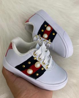 TENIS BABY GUCCI PEDRINHA BRANCO - Código 718-1