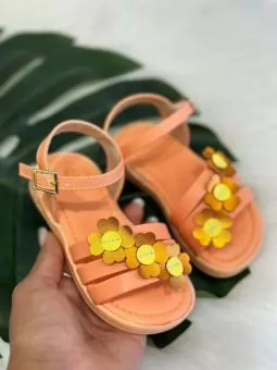 SANDALIA BABY 3 FLORZINHAS LARANJA - Código 2697-1