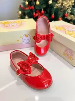 SAPATILHA BABY LACO TIRA BILHO VERMELHO VERNIZ - Código 2740-1