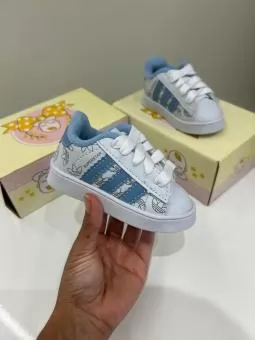 TENIS BABY ADIDAS SUPERSTAR ESTAMPA BRANCO/AZUL - Código 2948-1